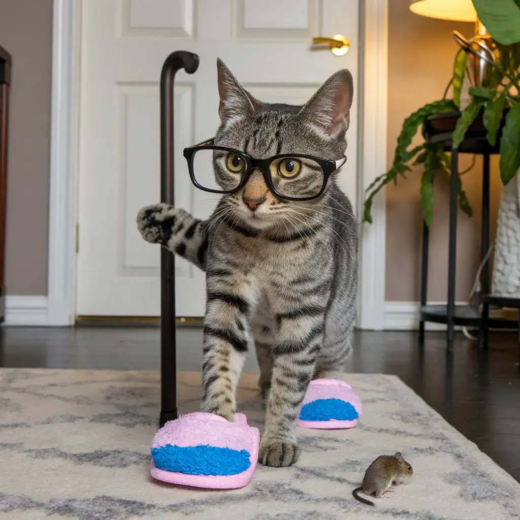 Intelligent-Cat-Chasing-Mouse-with-Glasses-and-Slippers