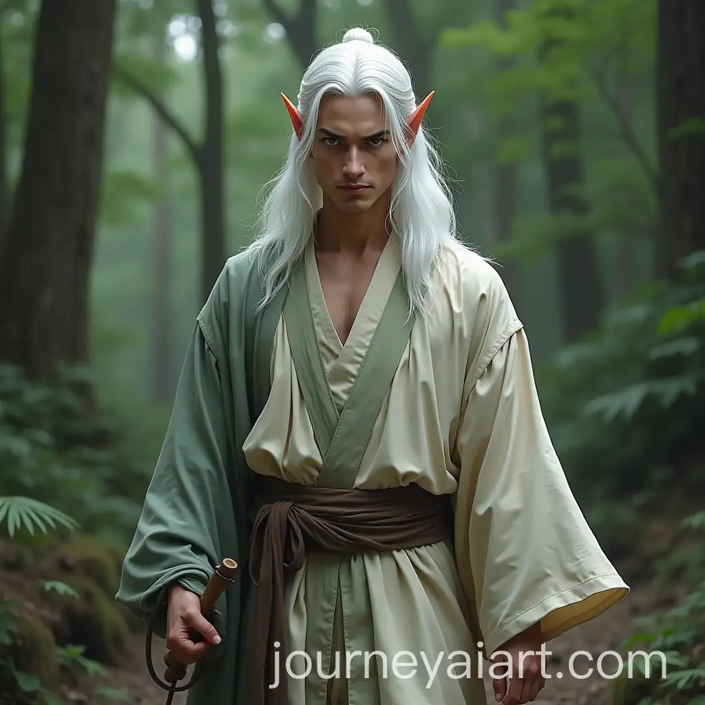 Male-Wood-Elf-Druid-Inspired-by-Kill-Bill-Sensei-with-White-Hair