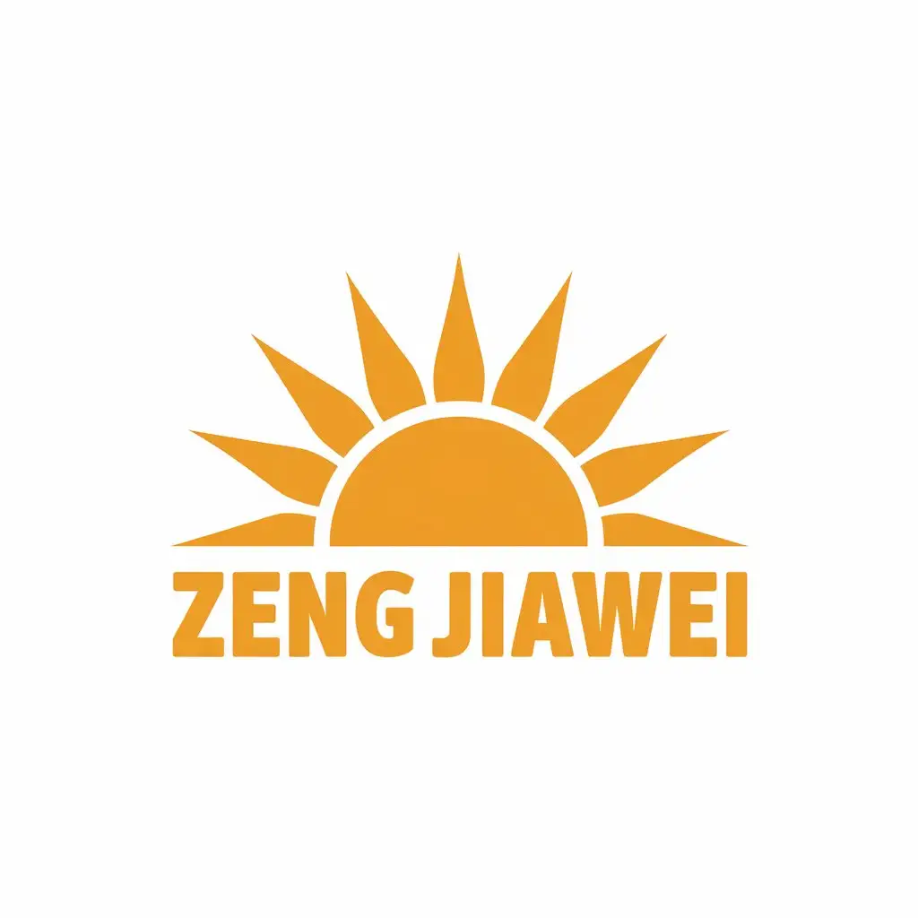 a vector logo design,with the text "Zeng Jiawei", main symbol:sun,Moderate,clear background