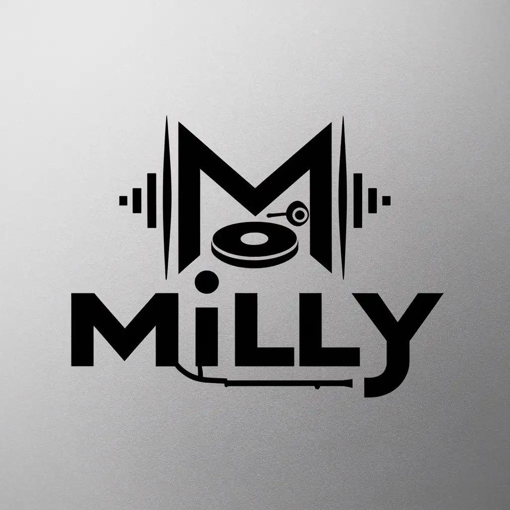 Dynamic DJ Logo Design Bold and Masculine MILLY Typography