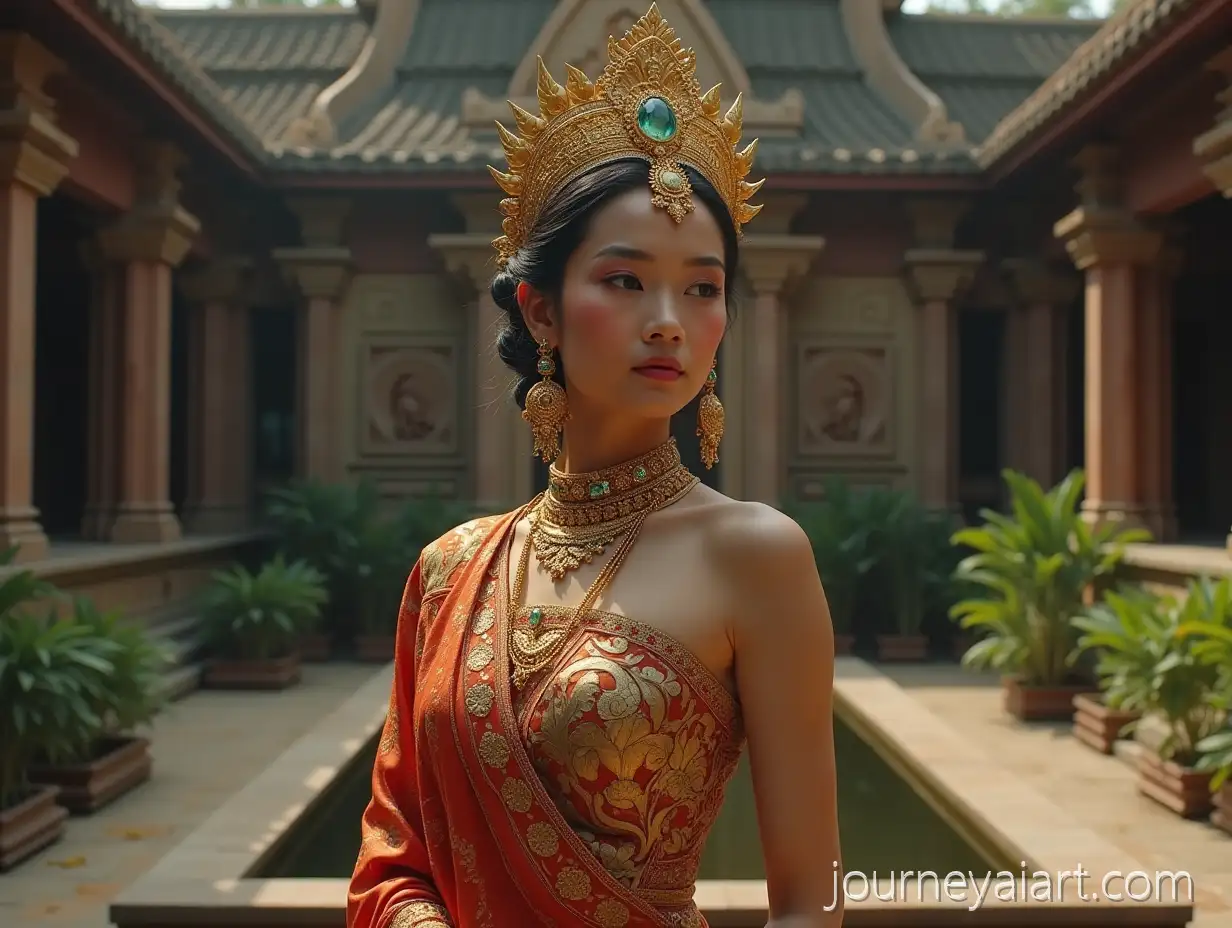 Indonesian-Princess-in-Ancient-Srivijaya-Empire-with-Golden-Royal-Jewelry