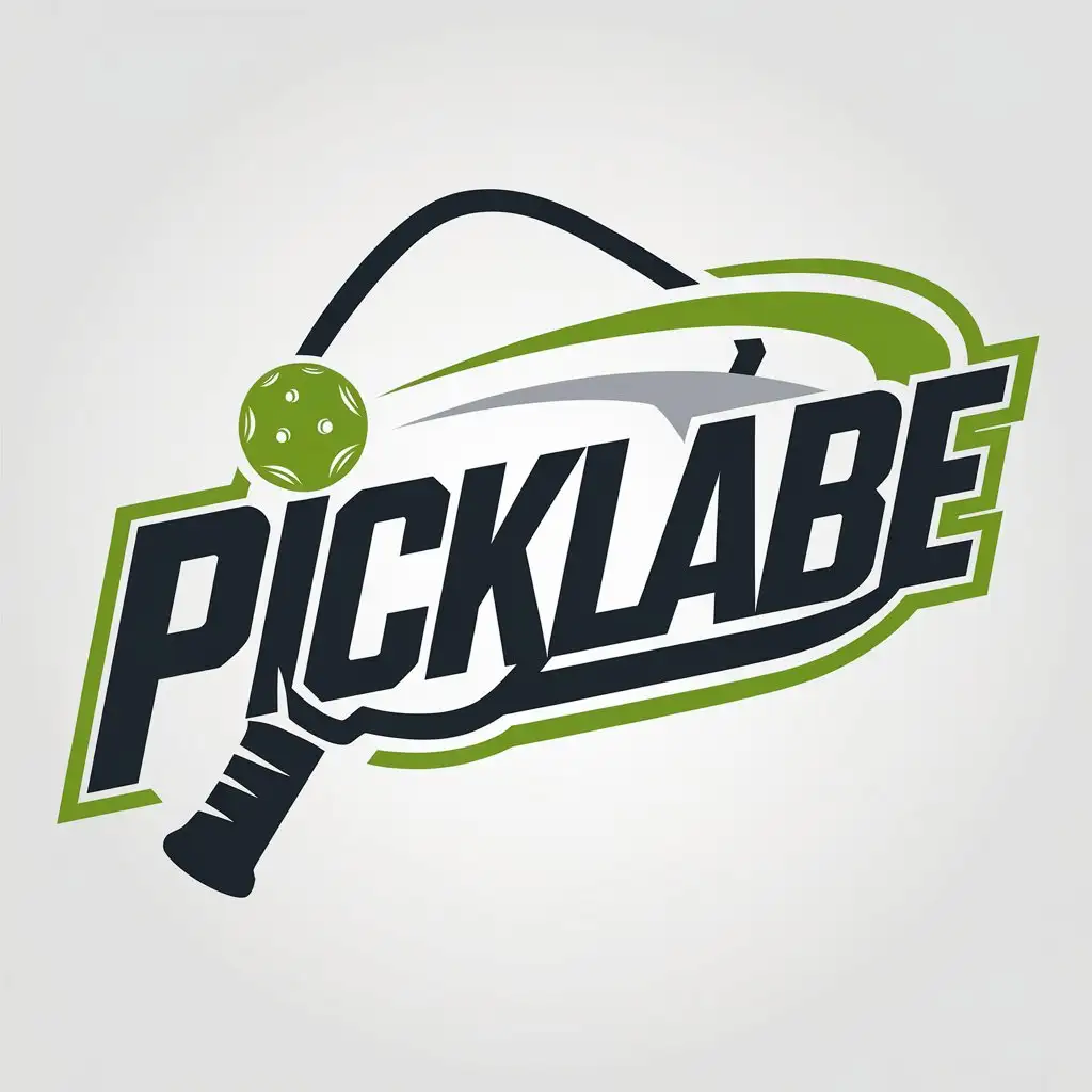 LOGO-Design-For-PICKLABE-Green-Pickleball-Paddle-Swinging-a-Ball