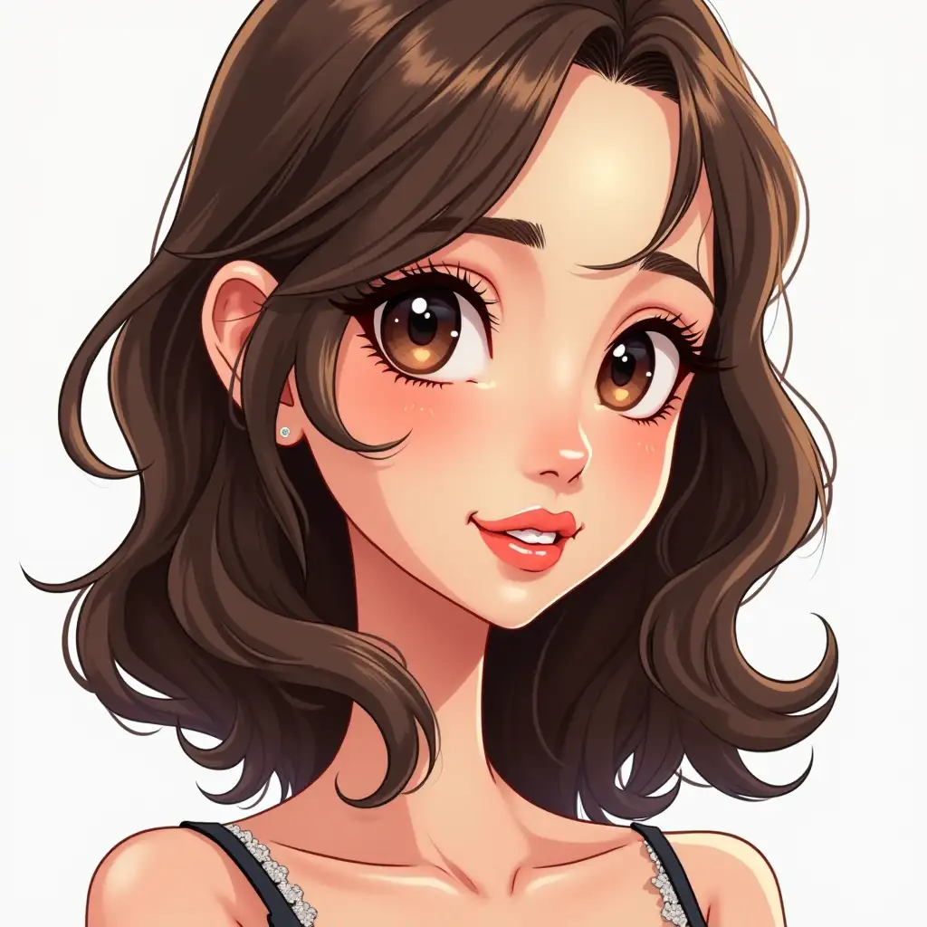 Manga-Caricature-of-a-Beautiful-Girl-with-Detailed-Face-and-Hair