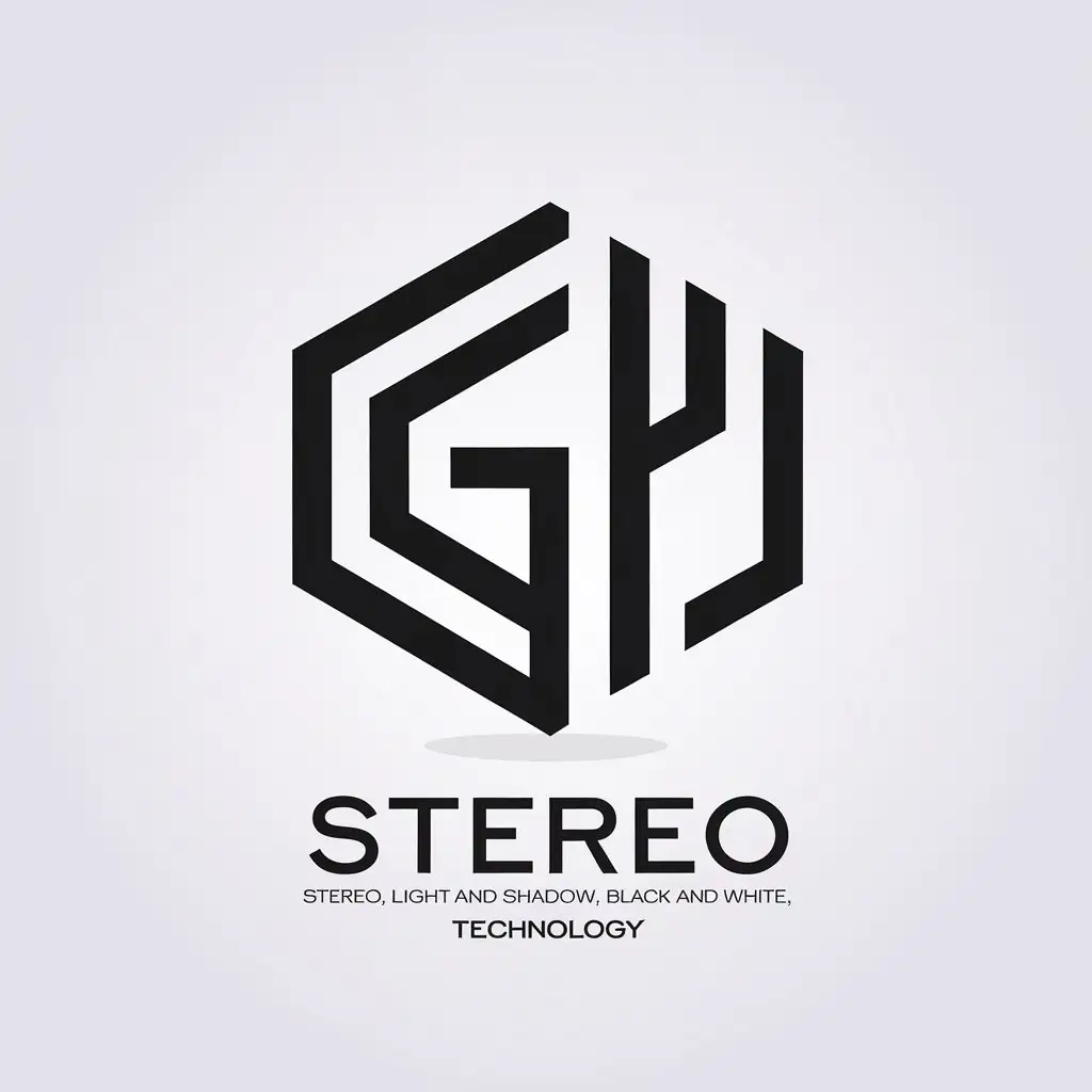 LOGO-Design-for-Stereo-Tech-Minimalist-GY-Emblem-in-Black-and-White-with-Light-and-Shadow-Effects