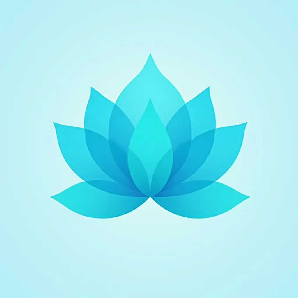 Create a logo for a company that provides psychological counseling. A logo in blue and turquoise tones with a lotus inside. Harmony regardless of conditions!