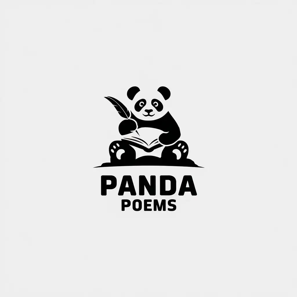 LOGO Design for Panda Poems Minimalistic Panda Symbol with Clear Background