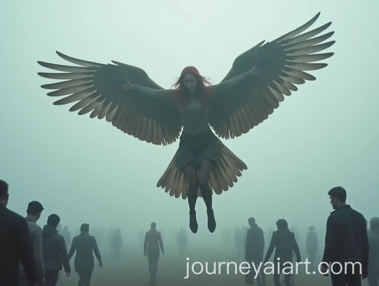 Powerful-HalfBird-HalfWoman-Flying-Above-a-Foggy-Crowd