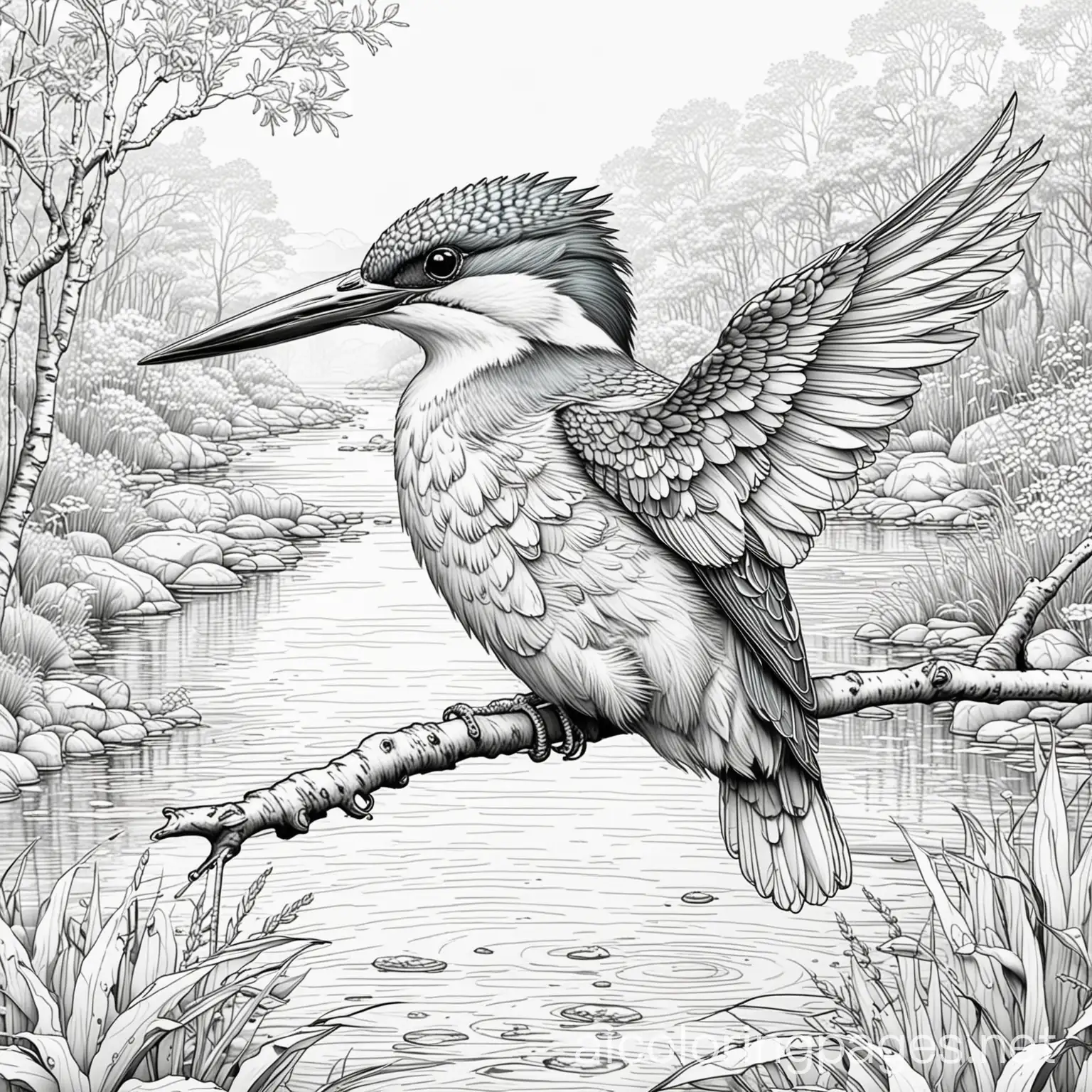 Kingfisher-Coloring-Page-by-the-River-for-Kids