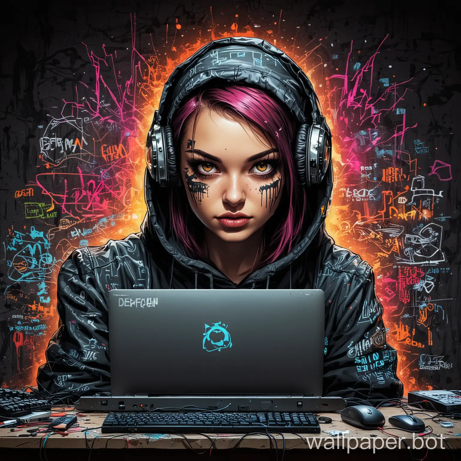 Cyber-Security-Graffiti-Art-Hacker-Chick-in-OSINT-Environment