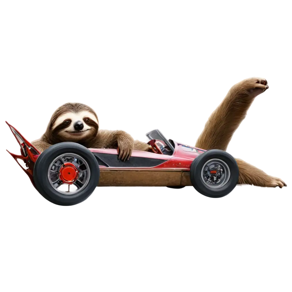 PNG-Image-of-a-Sloth-in-a-Race-Car-Crashing-Quirky-and-Memorable-Visual-Content