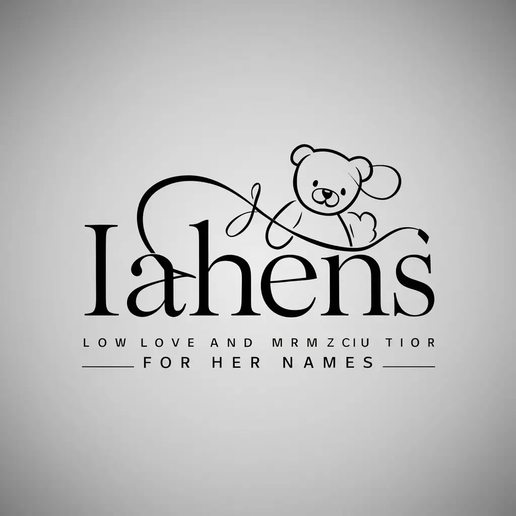 LOGO Design for iAHENS Black White Teddy Bear Theme with Elegant Monogram