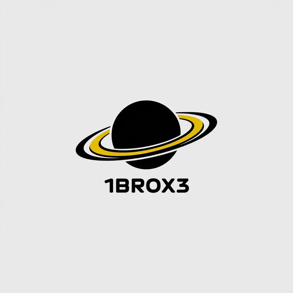 LOGO Design for 1Brox3 Media Minimalist SaturnInspired Icon with Black Yellow Color Scheme