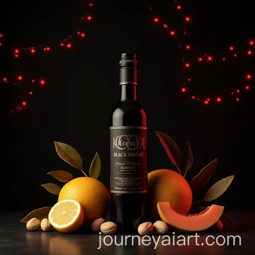 Elegant-Black-Friday-Background-Featuring-Artisanal-Liqueur-Bottles-with-Metallic-Reflections