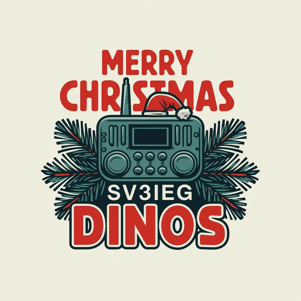 LOGO Design for Merry Christmas SV3IEG Dinos Amateur Radio Yaesu with Moderate Style and Clear Background