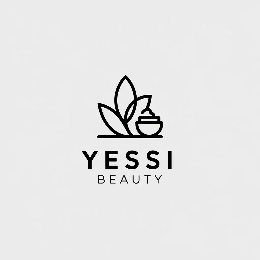 LOGO-Design-for-Yessi-Beauty-Minimalistic-Green-Leaves-Cream-Jar-Emblem-for-Retail-Industry