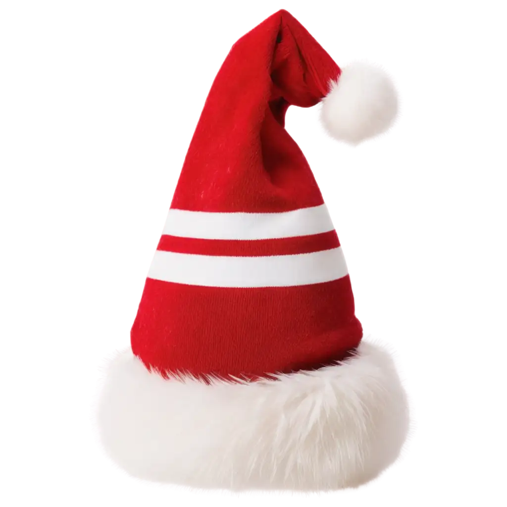 Festive-Christmas-Hat-PNG-Image-with-Red-Fabric-White-Fur-Trim-and-PomPom-HighQuality-Holiday-Graphic