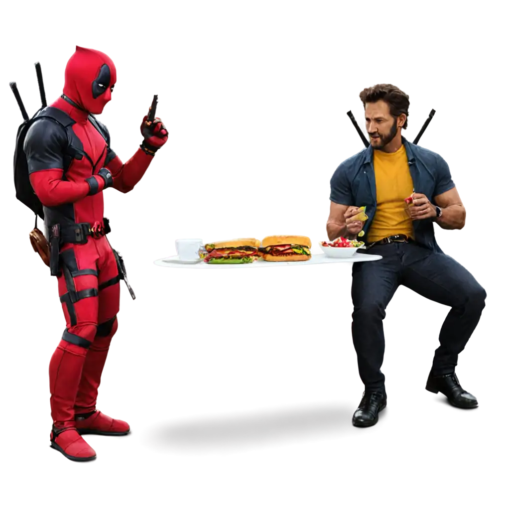 Deadpool-and-Wolverine-Enjoying-a-Giant-Hamburger-PNG-Image-for-Comic-Fans