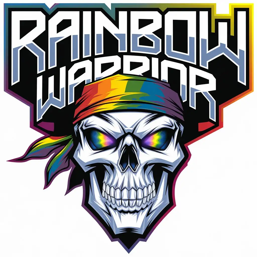 LOGO Design for Rainbow Warrior Cyber Punk Skull with Vector Design and Clear Background