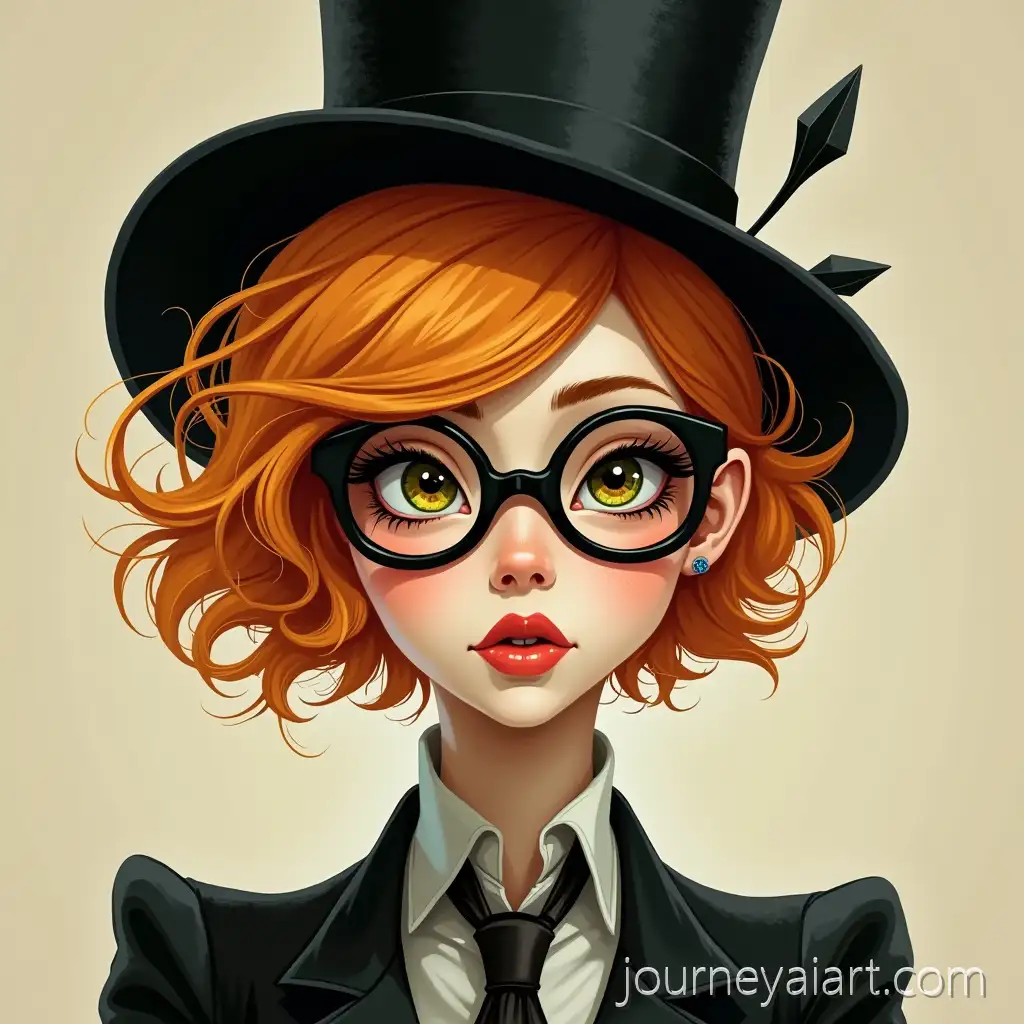 Tim-Burton-Style-WomanAbstract-Tim-Burton-Style-Character-with-Pixie-Cut-and-Bowler-Hat