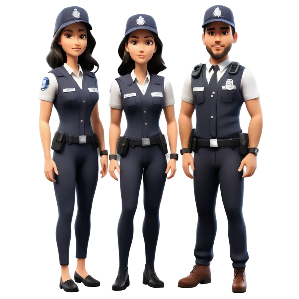 3D-Animated-PNG-Image-of-Professional-PTPS-Officers-in-Black-and-White-Uniforms