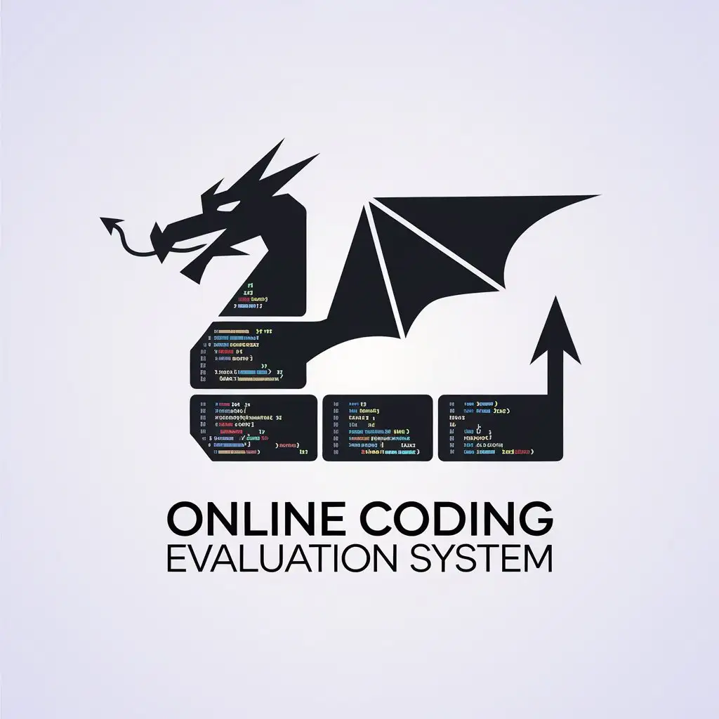 a vector logo design,with the text "online coding evaluation system", main symbol:dragon,Minimalistic,be used in Others industry,clear background