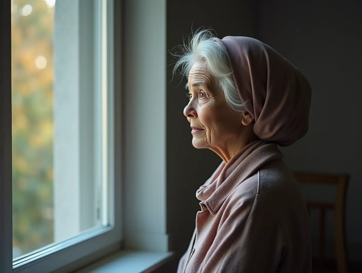 Senior-Woman-Reflecting-by-Window-Coping-with-Cancer