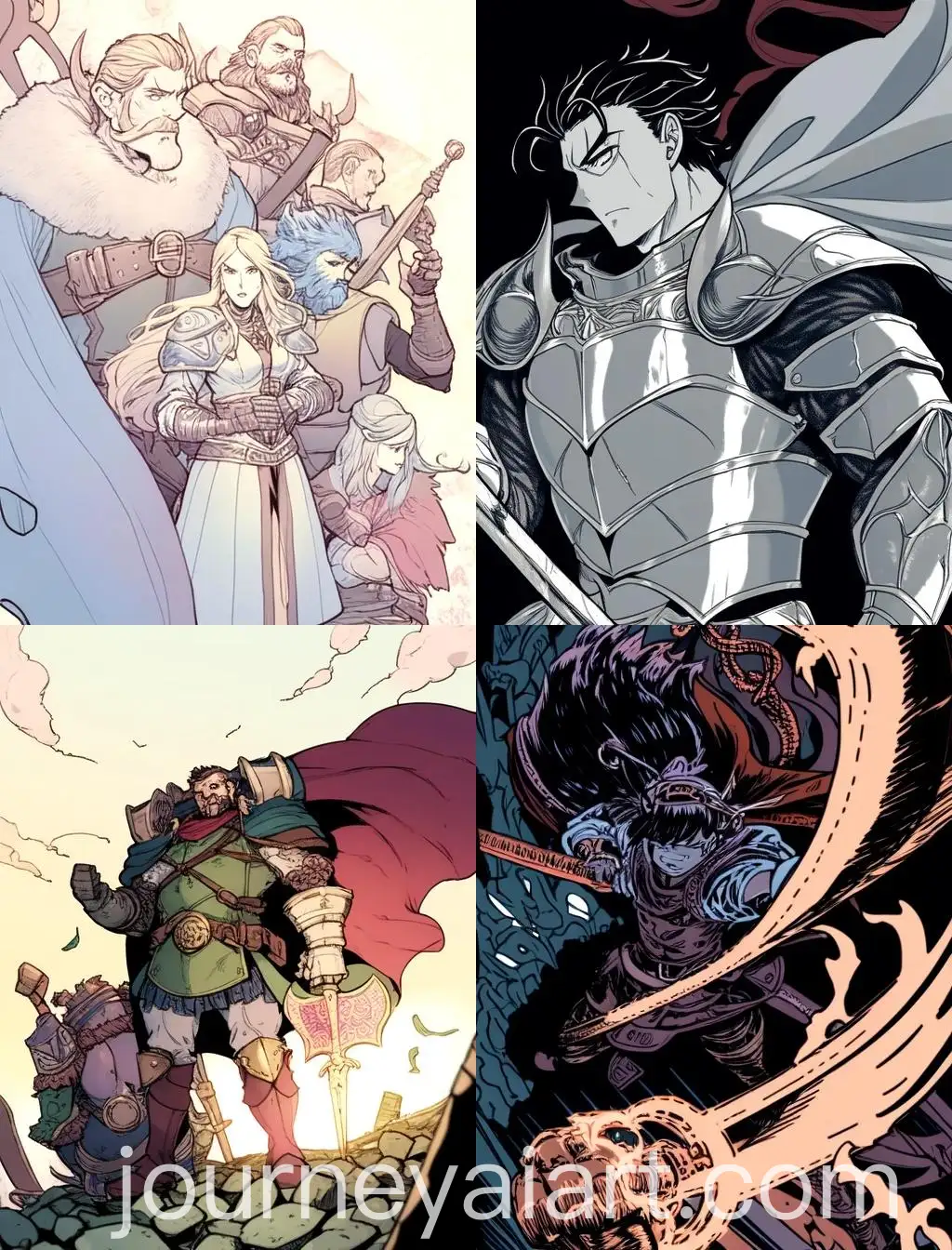 Classic-Medieval-Fantasy-Characters-in-Art-Nouveau-Comic-Style
