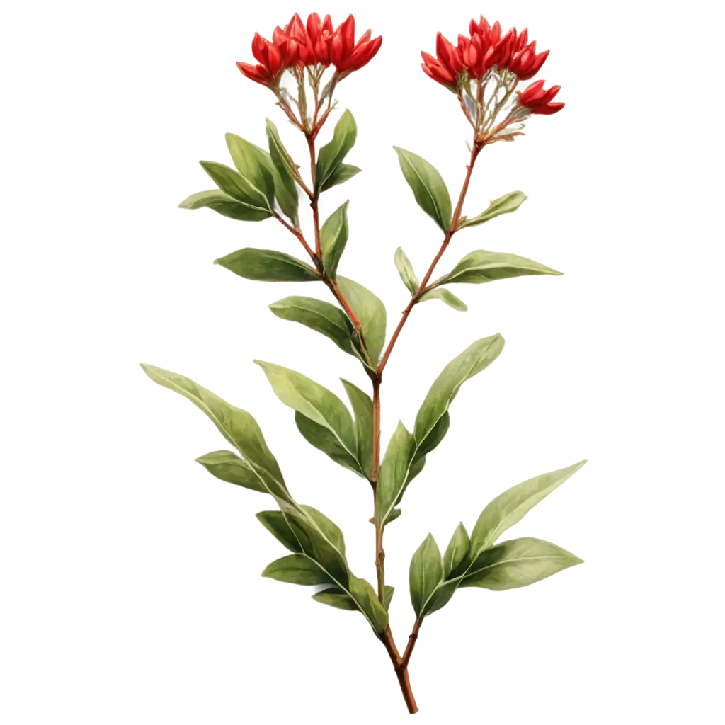 HighQuality-PNG-of-a-Flowering-Plant-with-Red-Cylindrical-Flowers-and-Green-Leaves