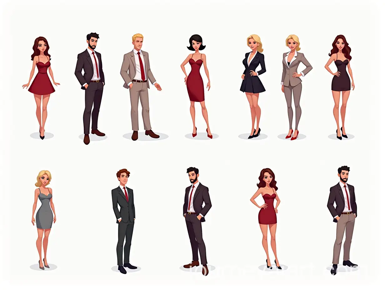 Luxury-Dressed-Arcade-Game-Customers-in-Disney-Style-Spritesheet
