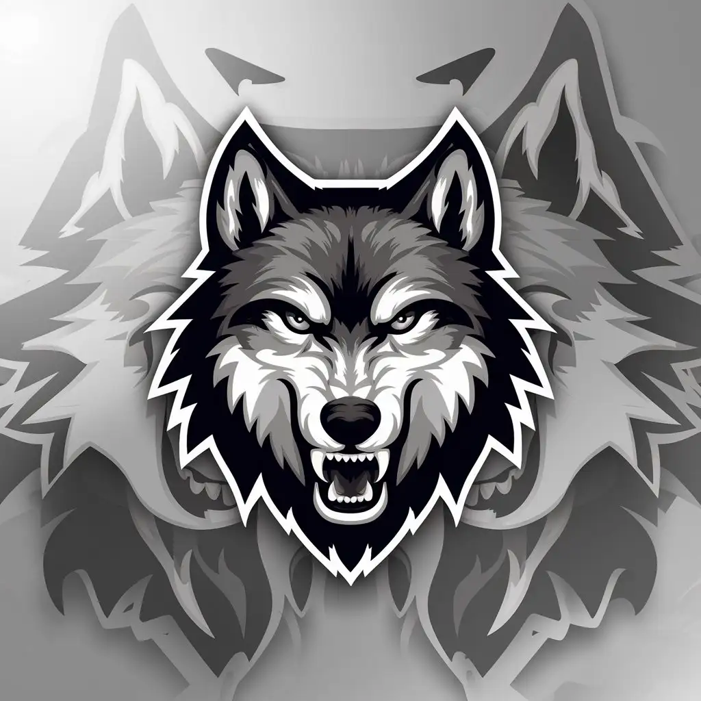 a logo design,with the text "wolf head", main symbol:wolf head,complex,clear background