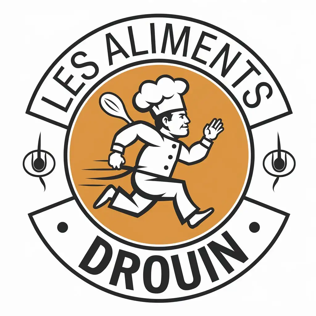 LOGO-Design-for-Les-Aliments-Drouin-Running-Chef-Vector-with-Clear-Background