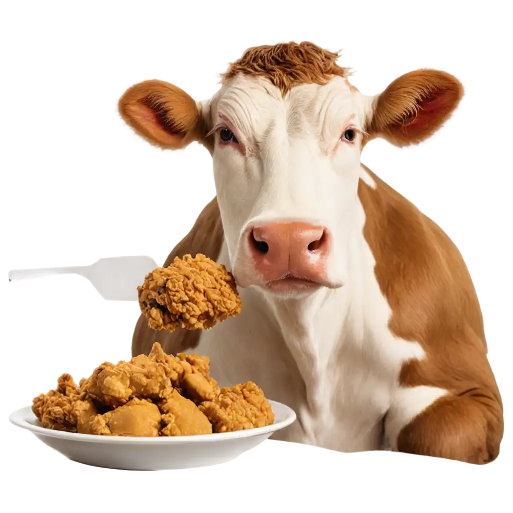 Delightful-Cow-Eating-Fried-Chicken-PNG-Perfect-for-Fun-and-Whimsical-Imagery