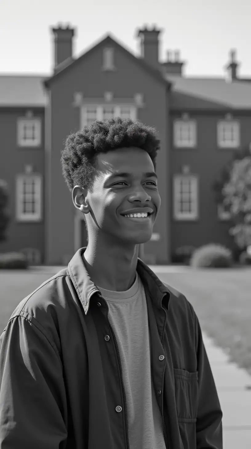 1950s College Student in Front of University Building