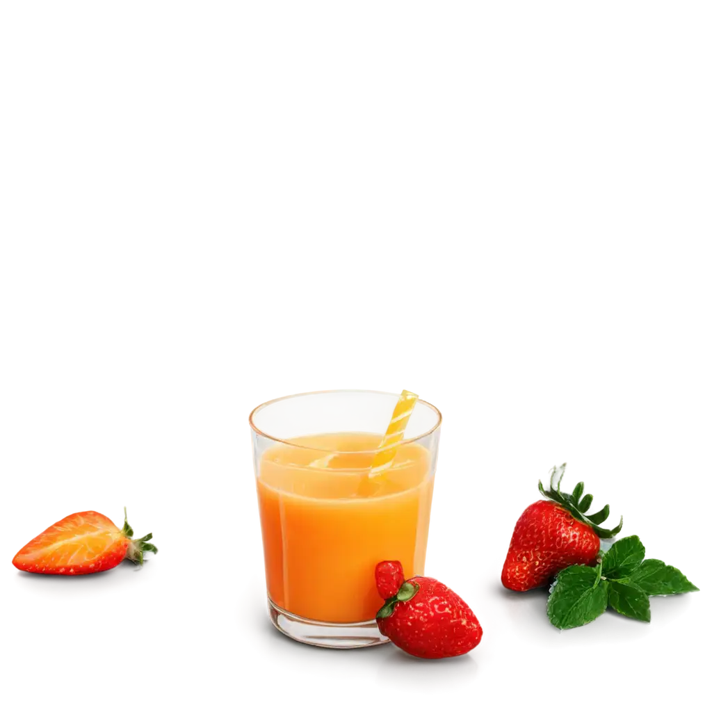 Vibrant-Glass-of-Orange-Juice-with-Strawberry-PNG-Drawing