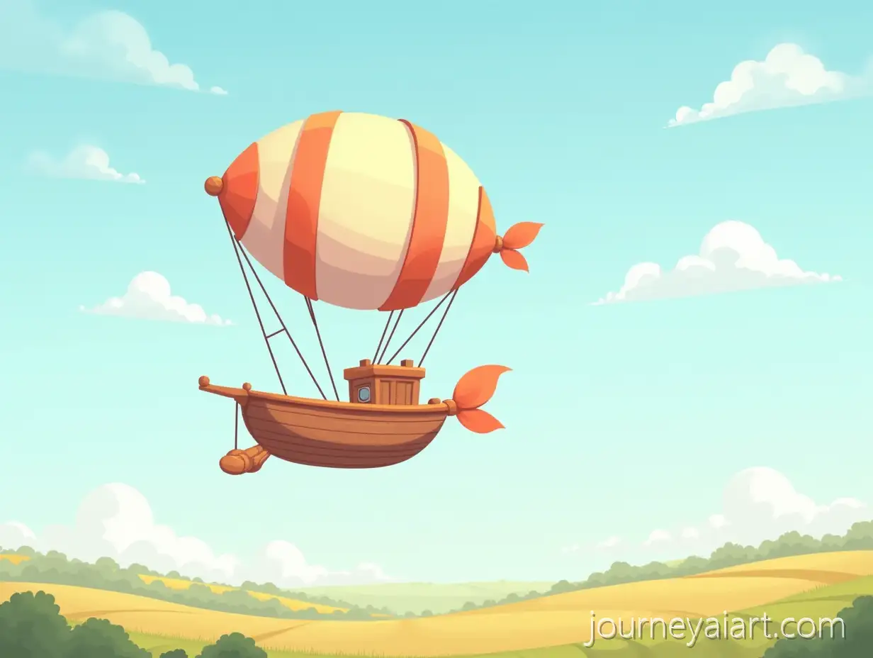 WhimsicalFantasy-airship-illustration-Fantasy-Airship-Floating-in-Cartoon-Sky-with-Vibrant-Colors