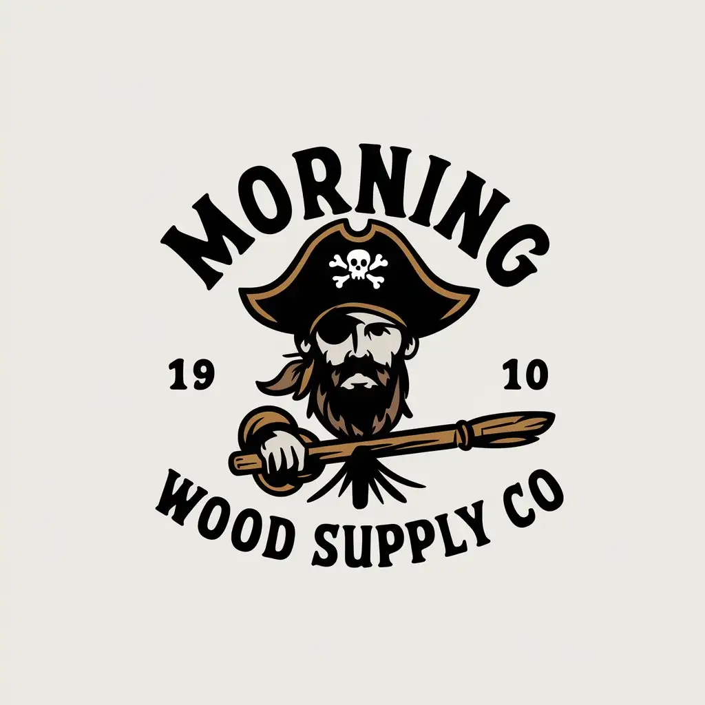 LOGO Design for Morning Wood Supply Co Pirate Theme with Clear Background