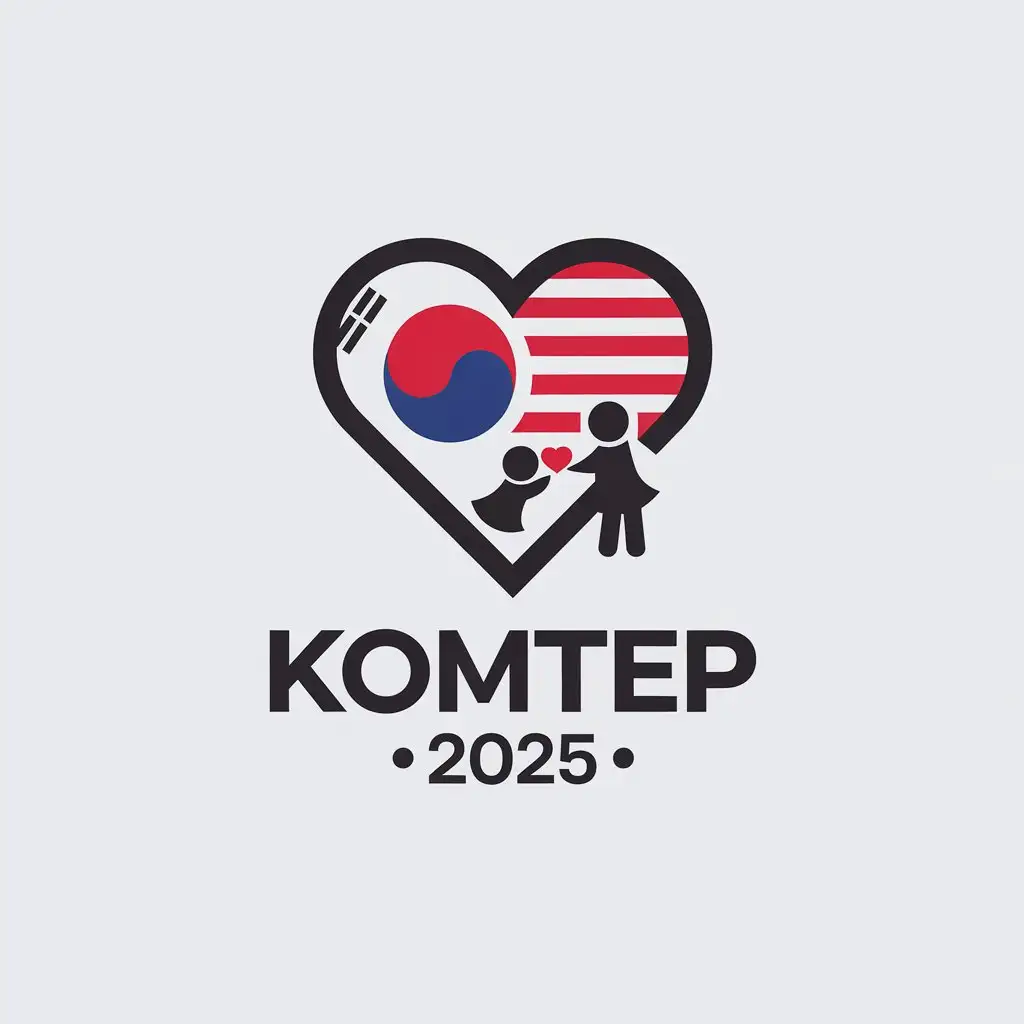 LOGO Design for KOMTEP 2025 Minimalistic KoreaMalaysia Teacher Exchange Heart Symbol with Educational Theme