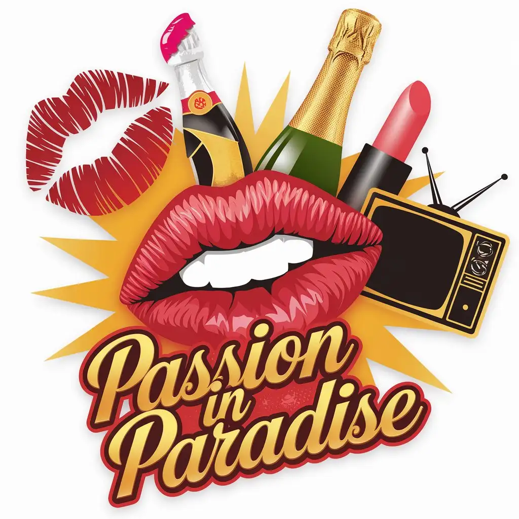 LOGO Design for Passion in Paradise Kiss Mouth Champagne Lipstick TV Theme for Entertainment Industry