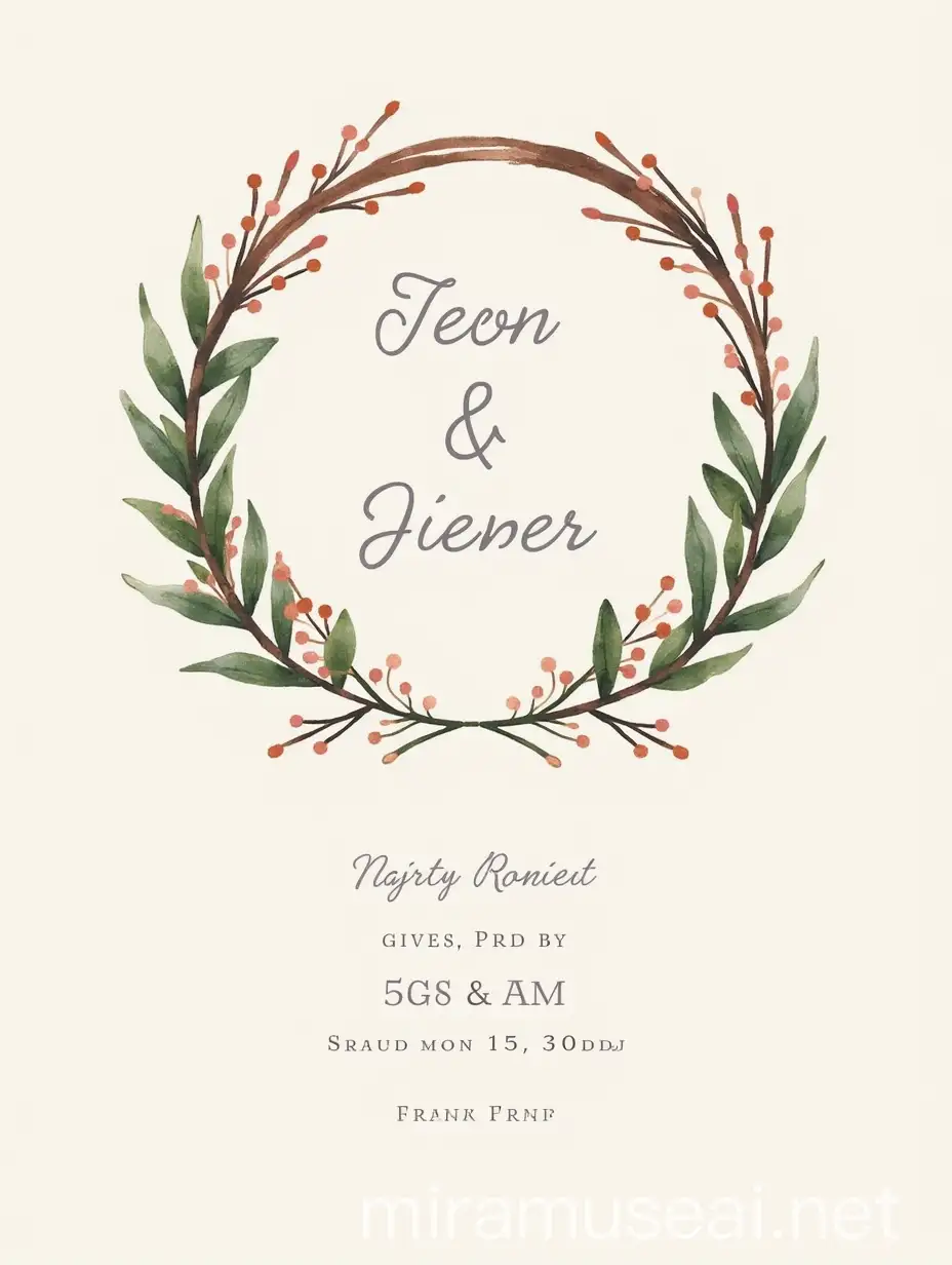 Minimalistic Mediterranean Wedding Invitation Design with Watercolor Aesthetics