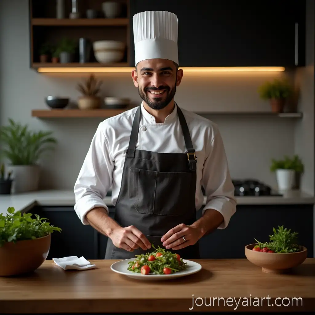 Confident-Chef-Vahid-Akbari-MoghaddamAI-Image-Prompt-Expansion-Preparing-a-Gourmet-Meal-in-Modern-Kitchen