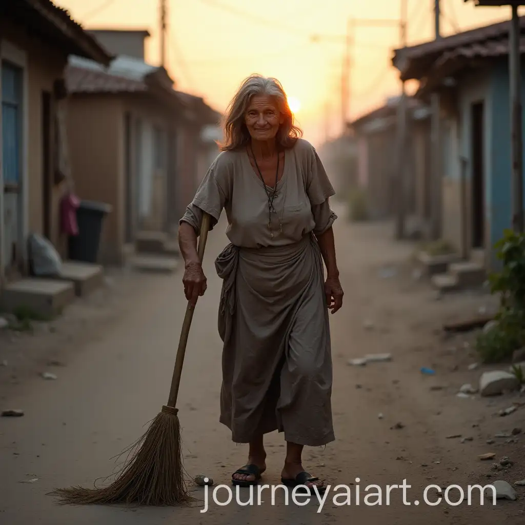 OldAI-Image-Prompt-Expansion-Woman-Sweeping-a-Dirty-Street-at-Sunrise-in-a-Poor-Neighborhood
