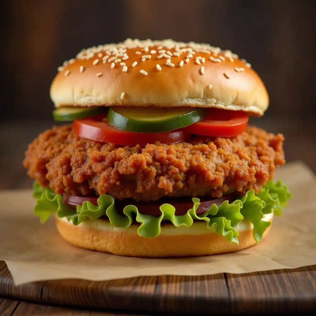 The most delicious fried chicken burger