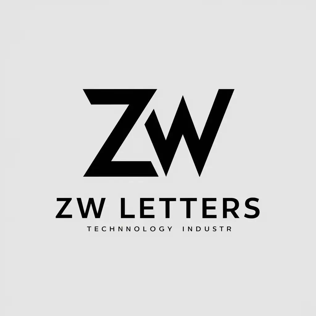 a vector logo design,with the text "ZW letters", main symbol:geometric icons,Moderate,be used in Technology industry,clear background