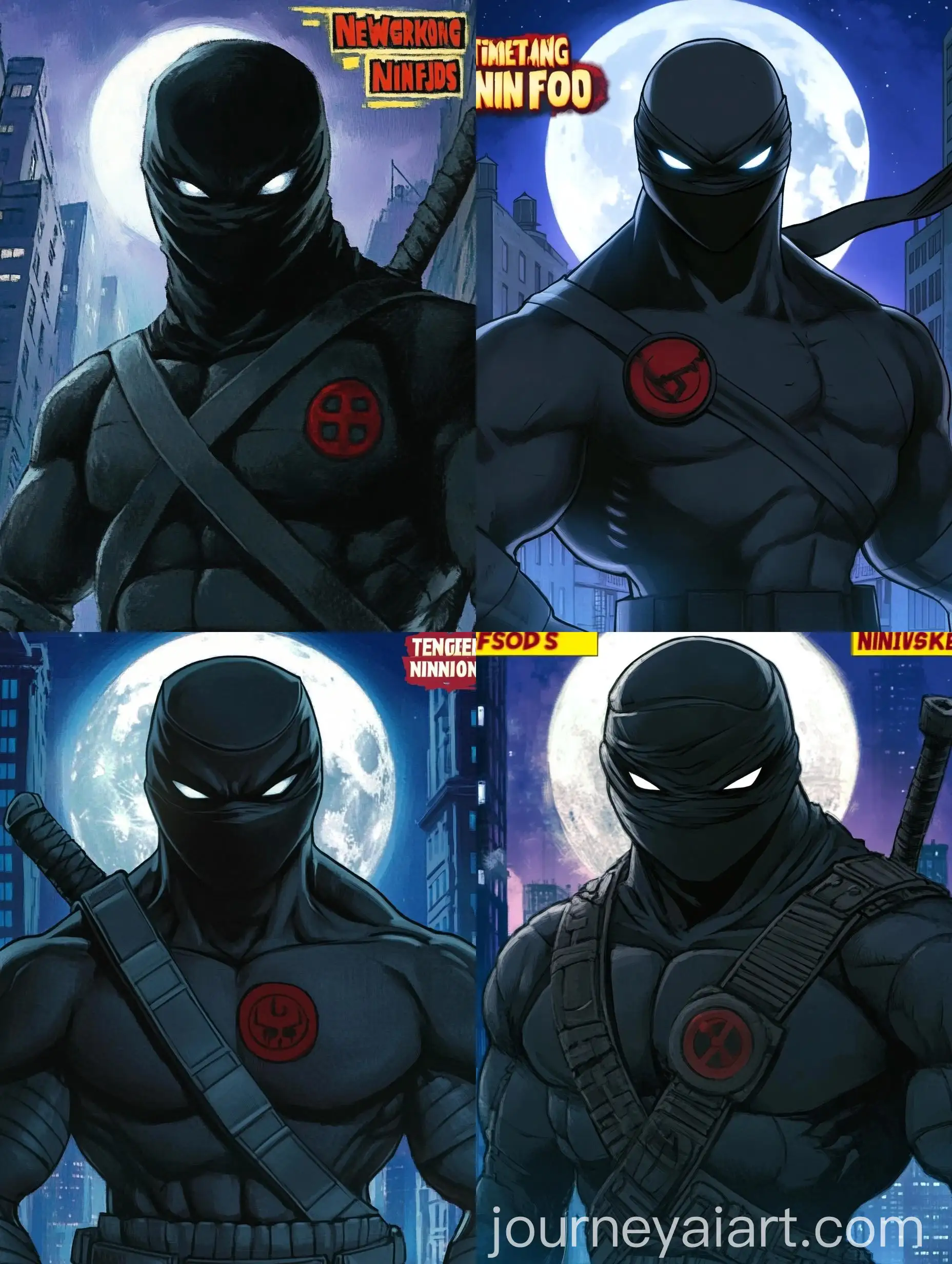 Ninja-Foot-in-Battle-Attire-with-Red-Emblem-New-York-Night-Scene