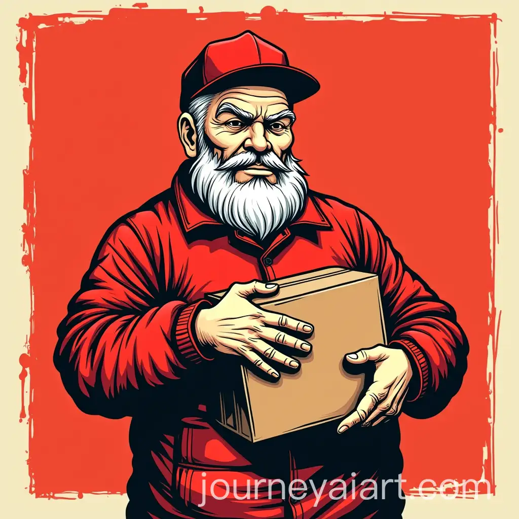 Grumpy-Chinese-Grandfather-Holding-Parcel-in-Vintage-Marvel-Comics-Style
