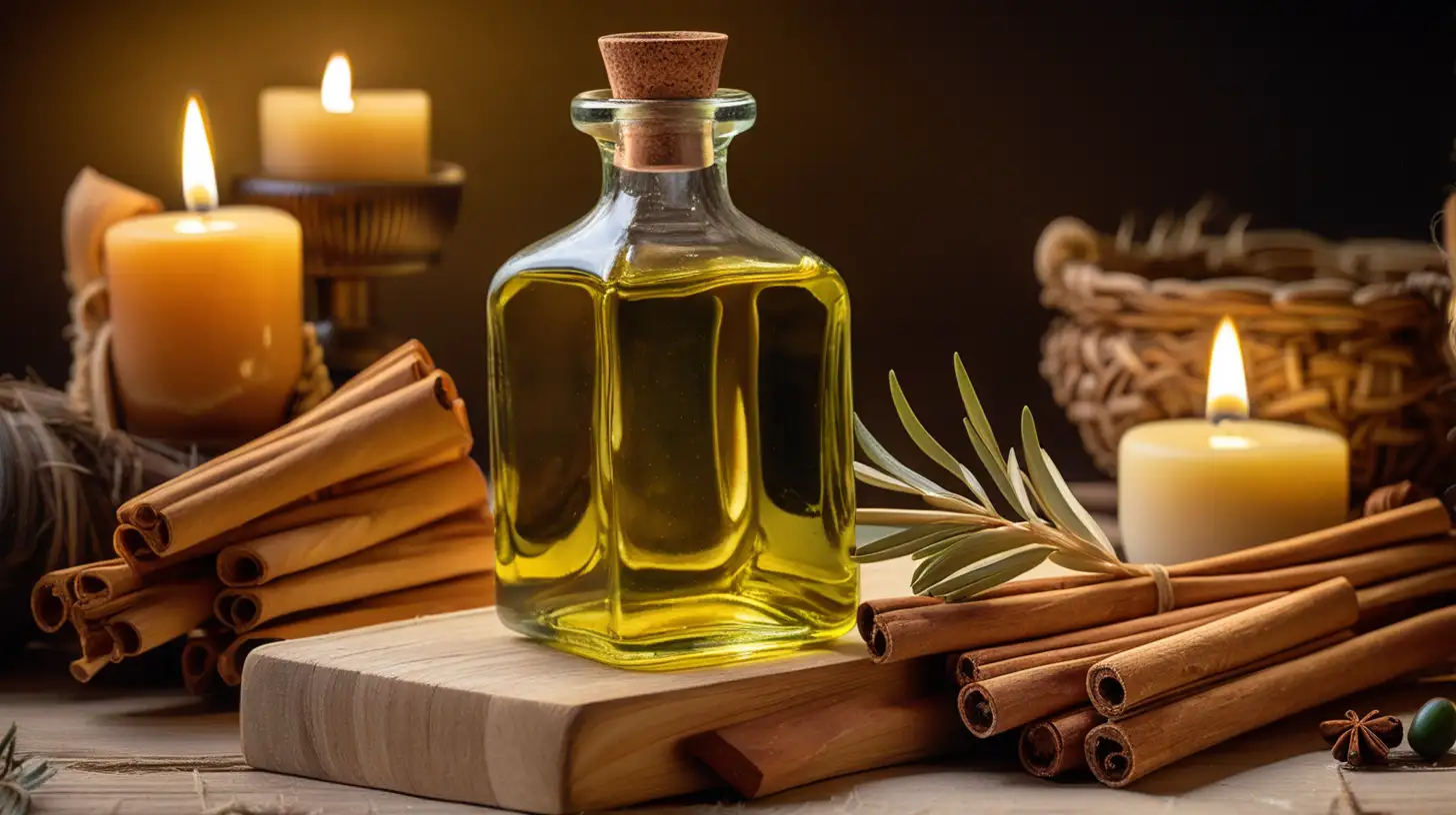 Ancient Biblical Era Table Setting with Olive Oil and Myrrh