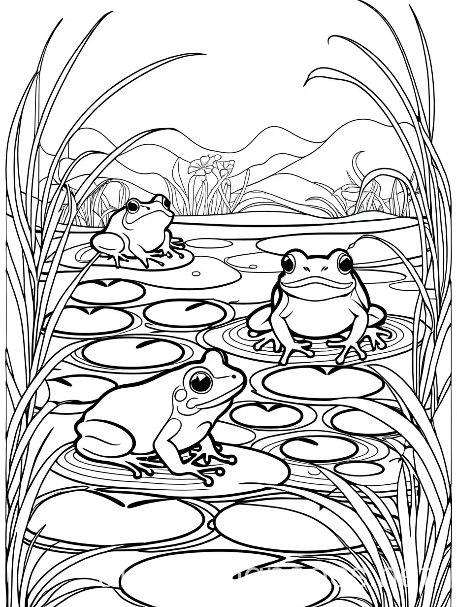 Frogs-on-Lily-Pads-Coloring-Page-for-Kids