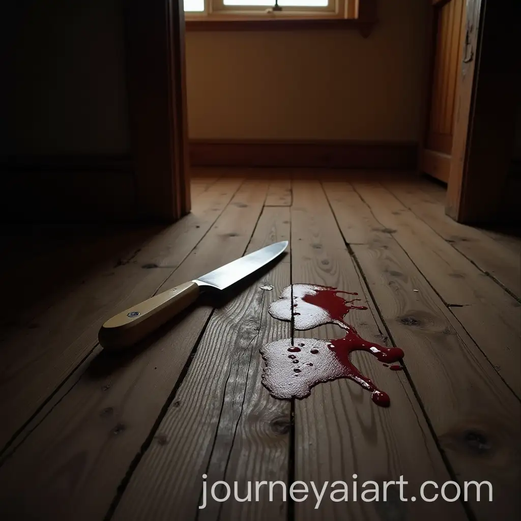 Knife-with-Blood-under-Wooden-House-Floor