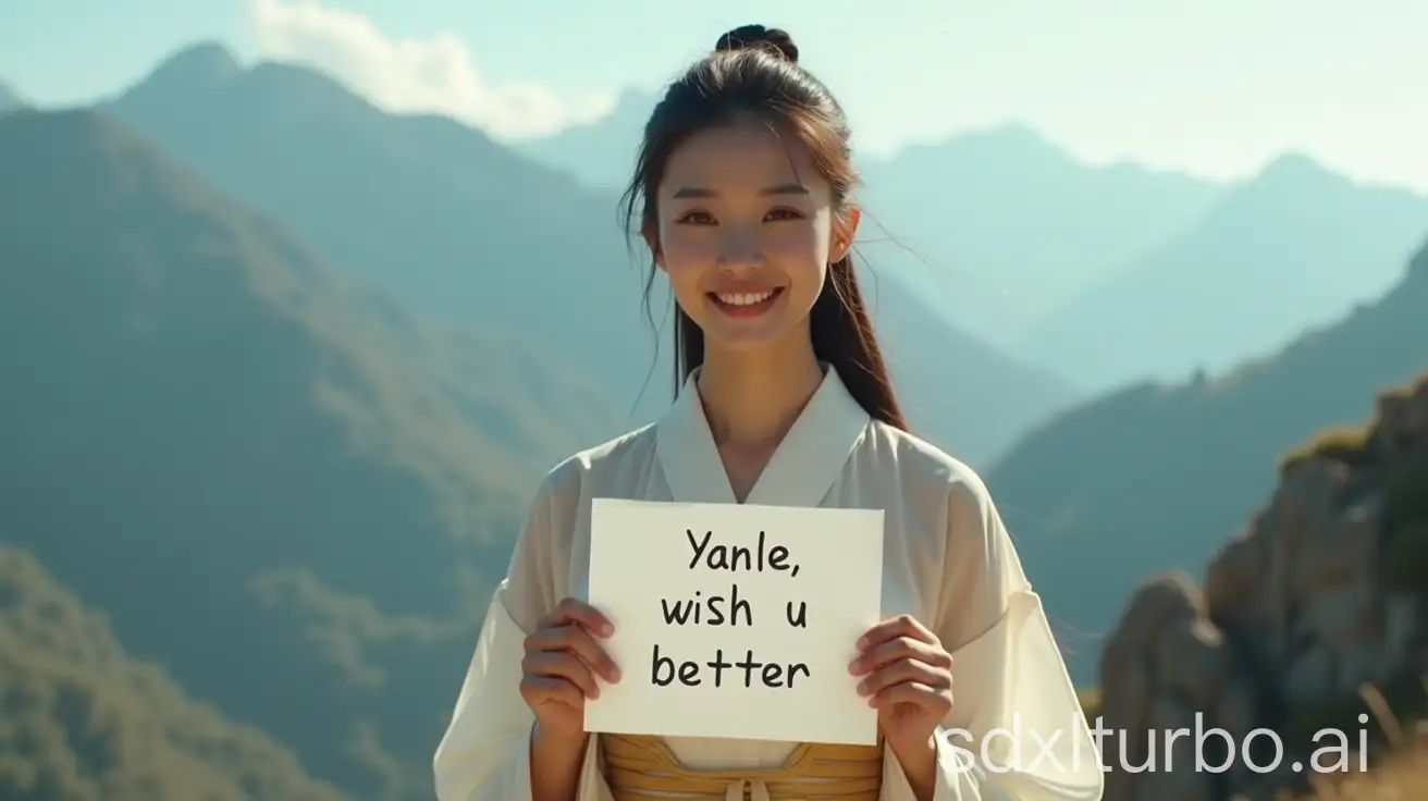 Chinese-Warrior-Woman-Smiling-with-Yanle-Wish-You-Better-Message