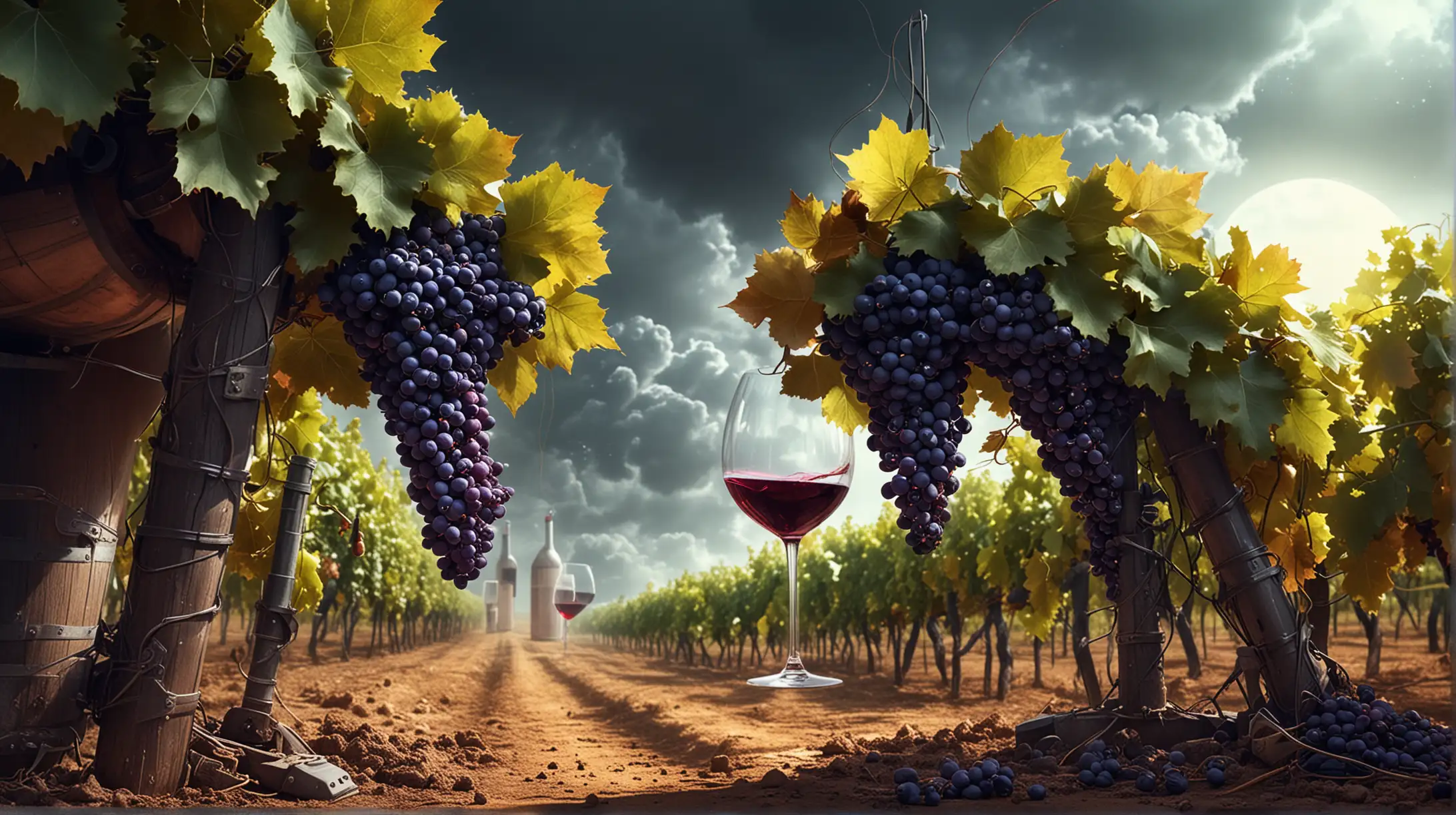 Futuristic Winemaking with Wine Grapes Digital Art